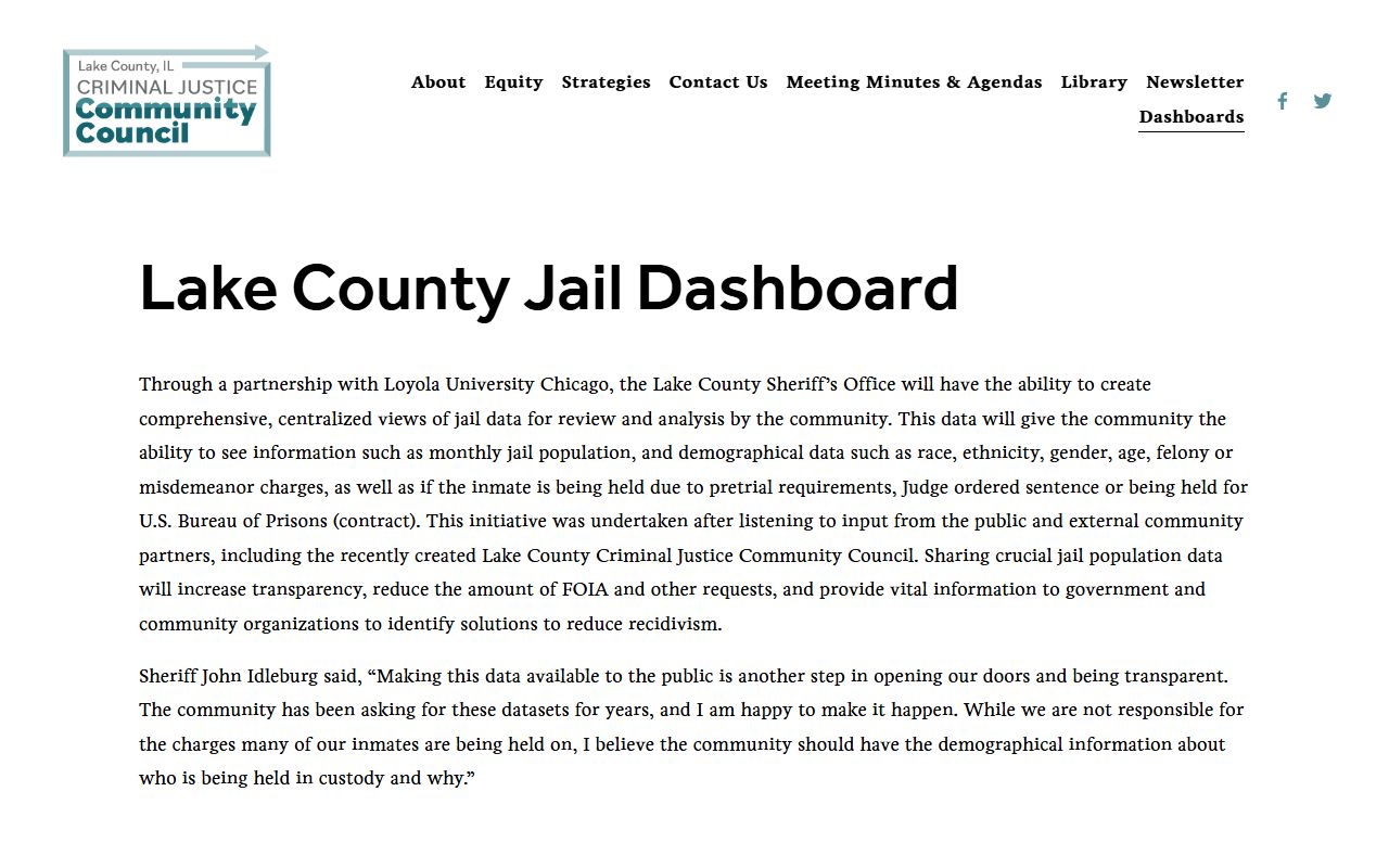 Lake County jail inmate population dashboard explainer