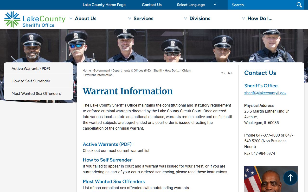 Lake County Sheriff warrant information hub